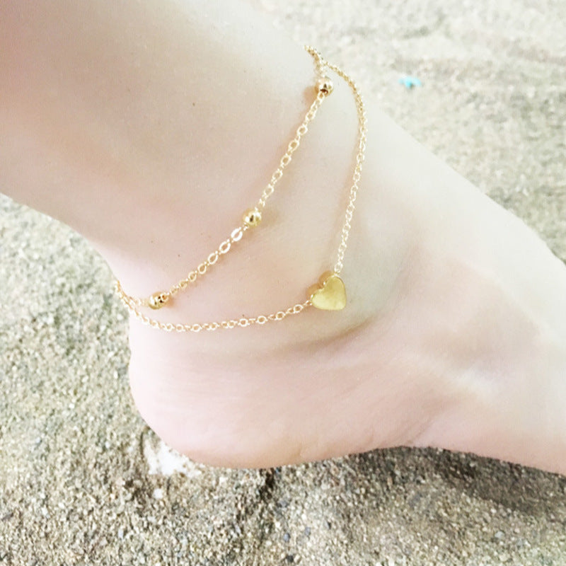 Double Layers Heart Anklet Jewelry