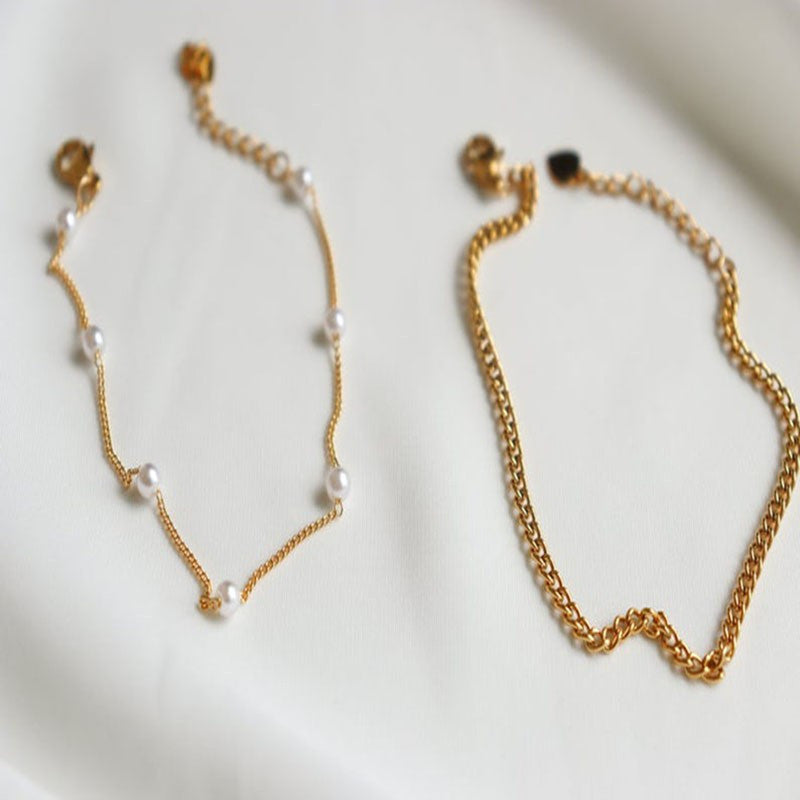 Pearl Chain Double-layer Anklet Jewelry