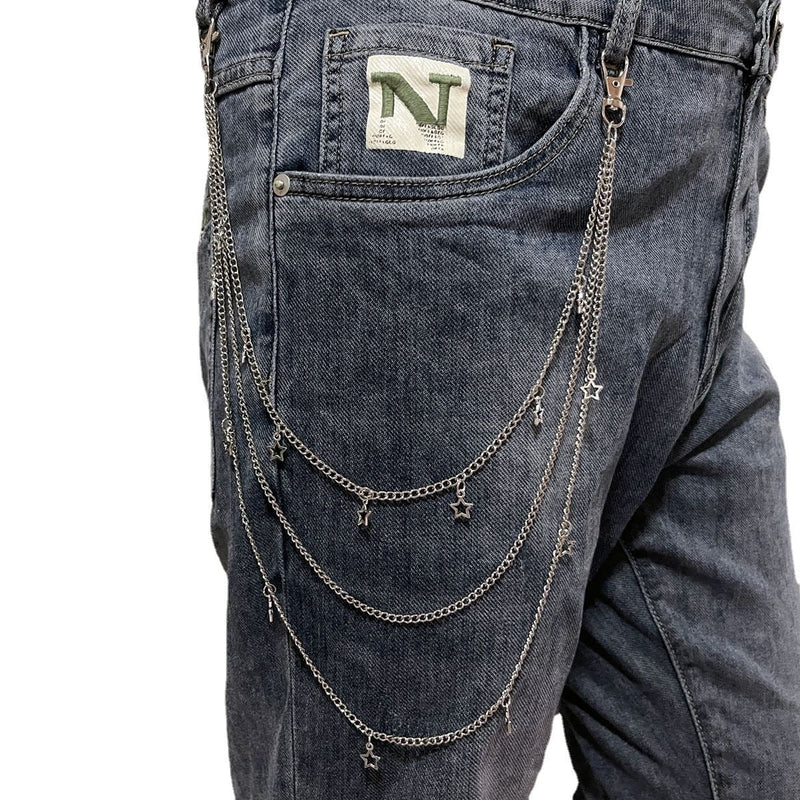 Vintage Metal Key Pendant Multi-layer Star Waist Chain