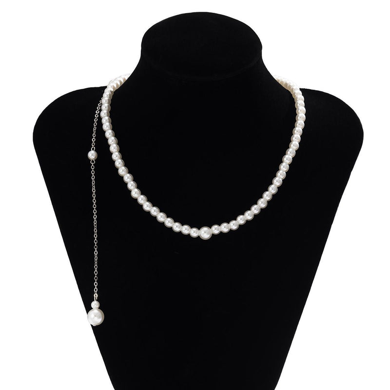 Imitation Pearl Tassel Back Chain Necklace