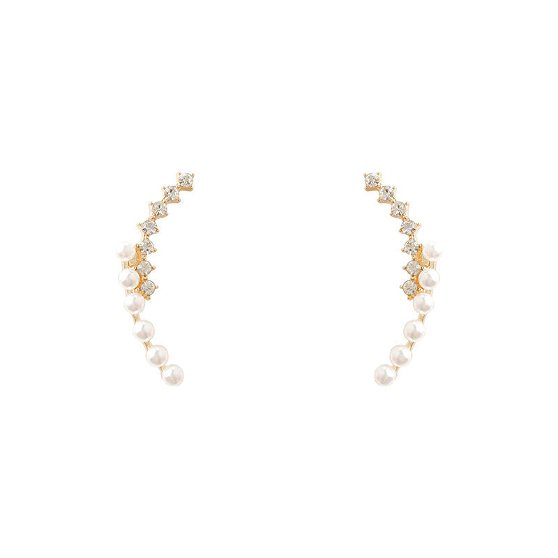 Pearl Row Rhinestone Earrings