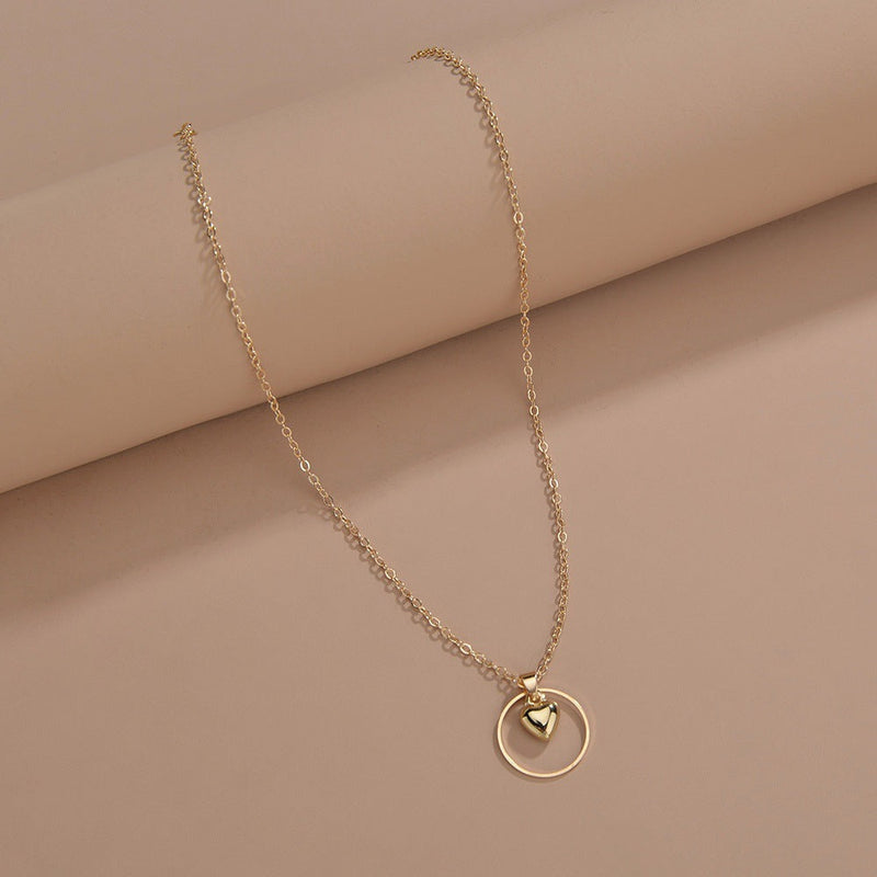 Circle Heart Charm Necklace