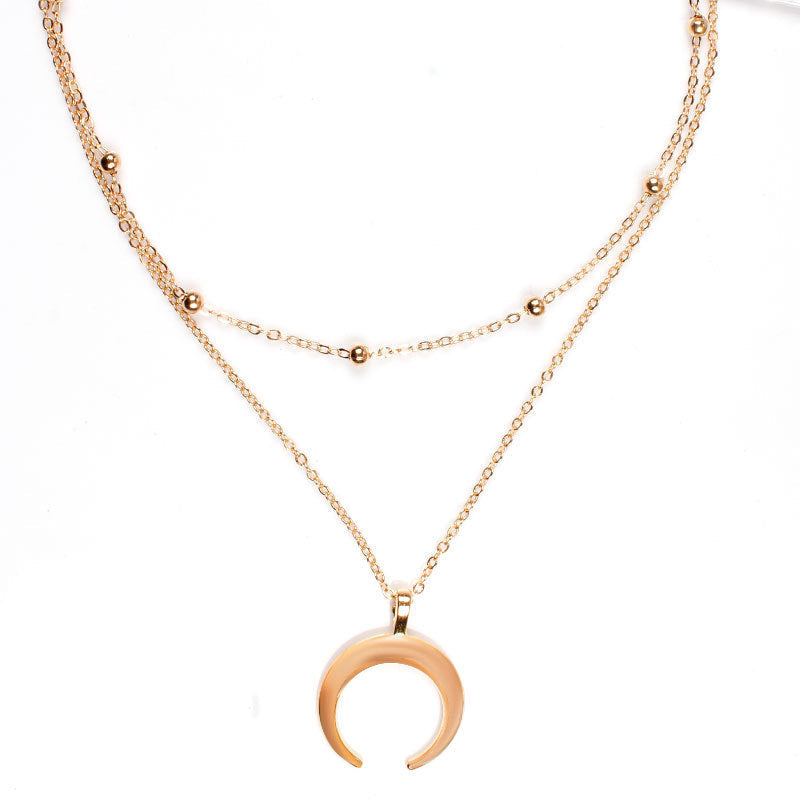 Crescent Moon Layered Necklace