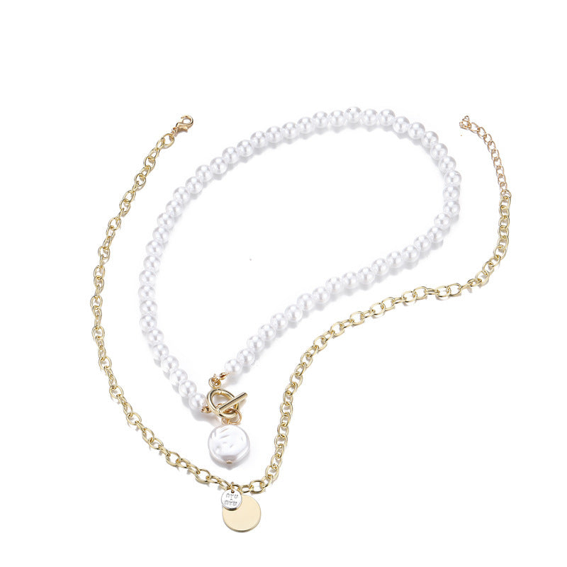 Double Chain Necklace Design Pearl Women Double Layer Necklace