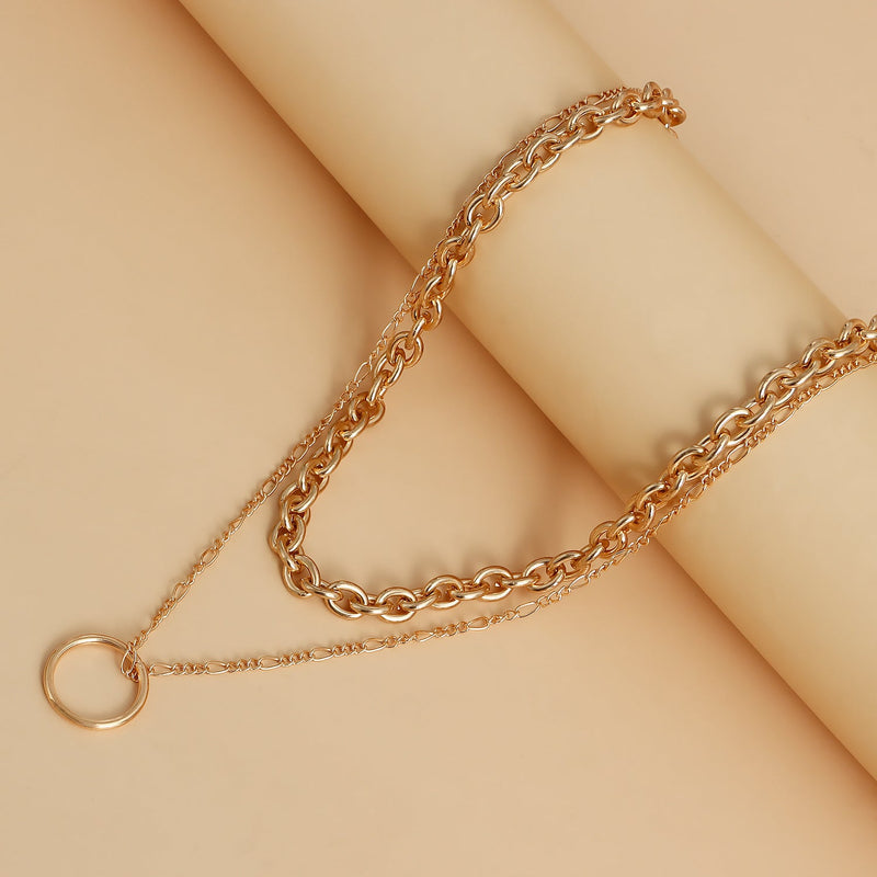 Thick Chain Necklace Women Circle Pendant