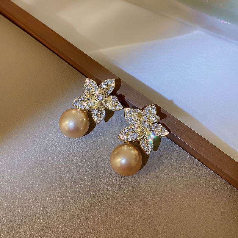 Rhinestone Star Pearl Earrings