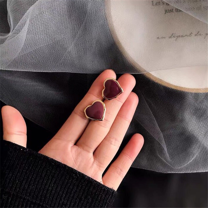 Red Enamel Heart Earrings