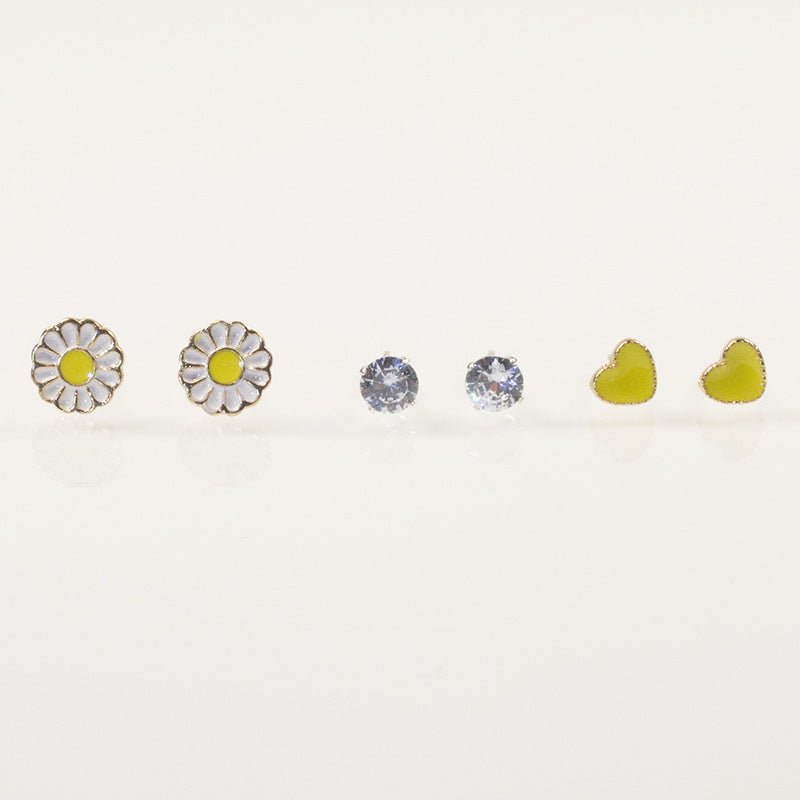 Daisy flower stud earrings set