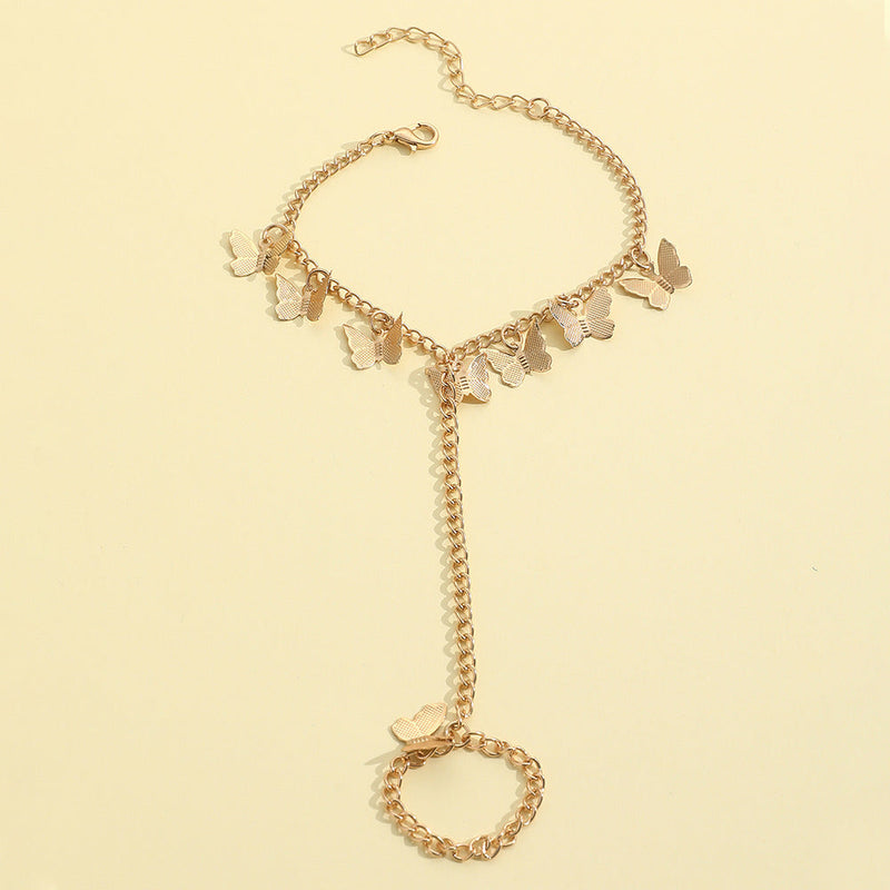 Link Chain Butterfly Finger Hand Bracelets for Women