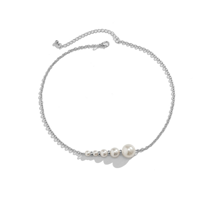 Elegant 5 Beaded Pearl Chain Necklace