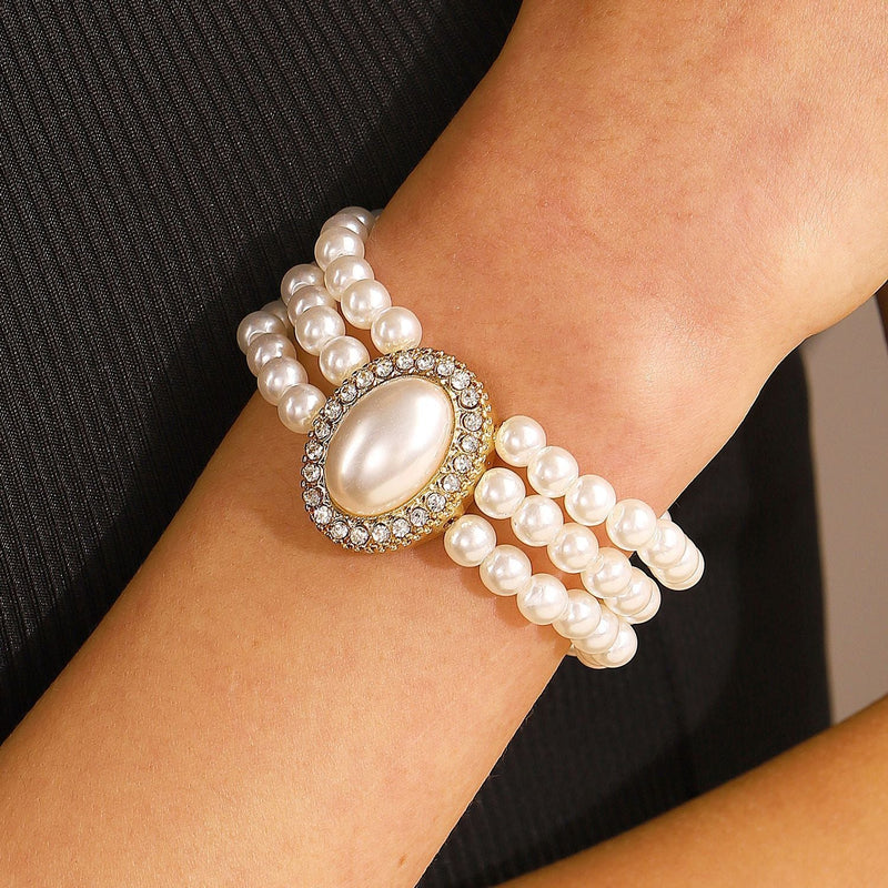 White Three Layer Pearl Bead Necklace