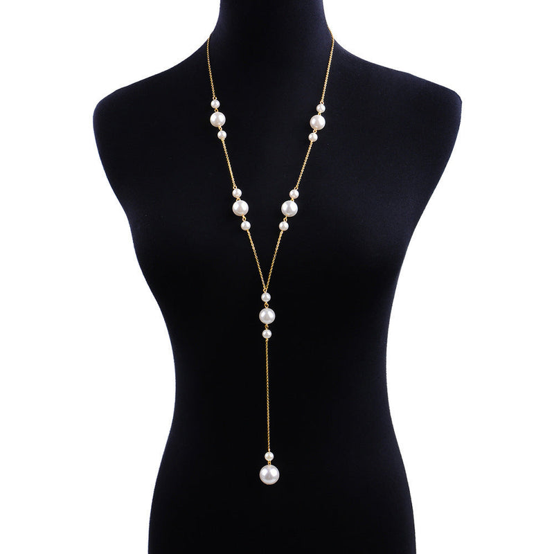 Simple Fashion Pearl Chain Necklace Long Tassel
