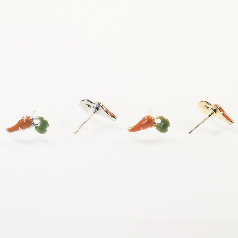 Cute bunny carrot stud earrings set