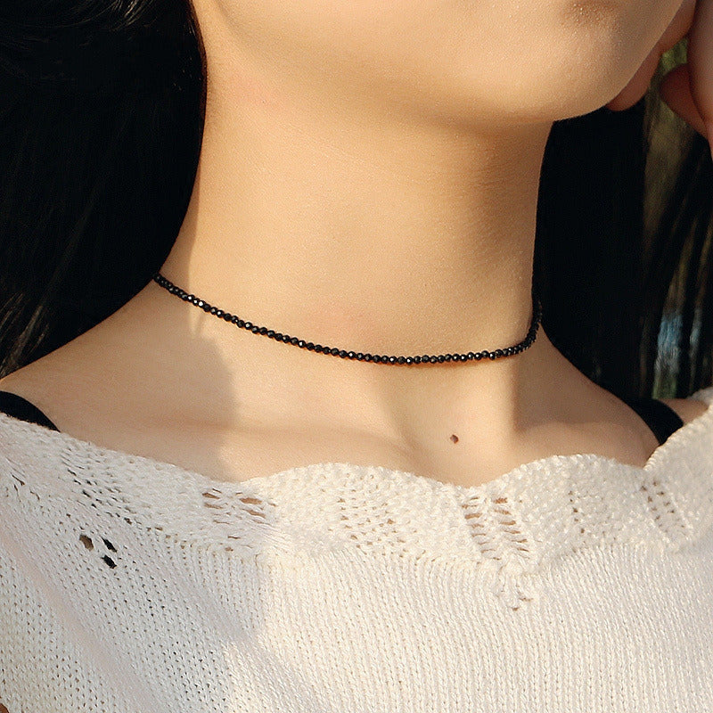 Simple Black Beads Short Necklace