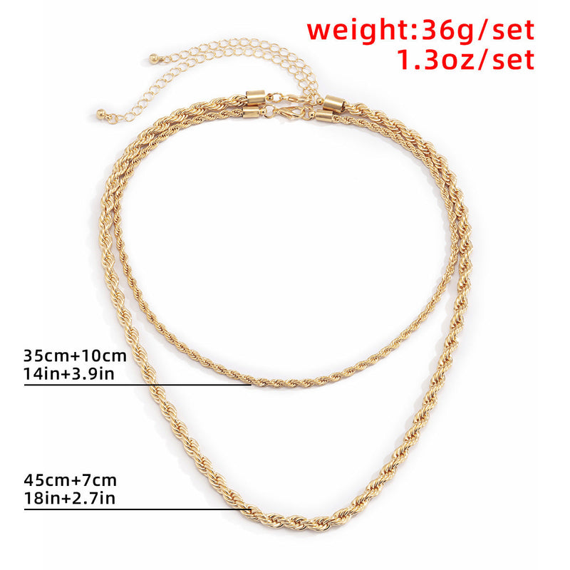 Twisted Gold Rope Chain Necklace