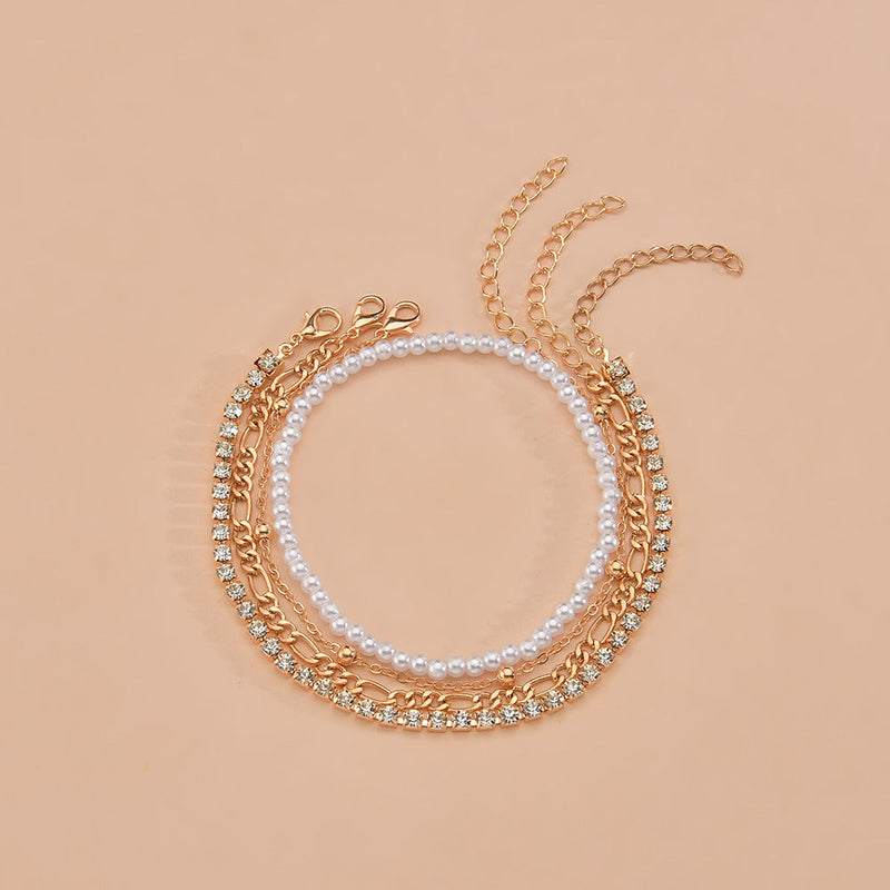 Rhinestone Crystal Beaded Chain Tennis Link Anklet Jewelry