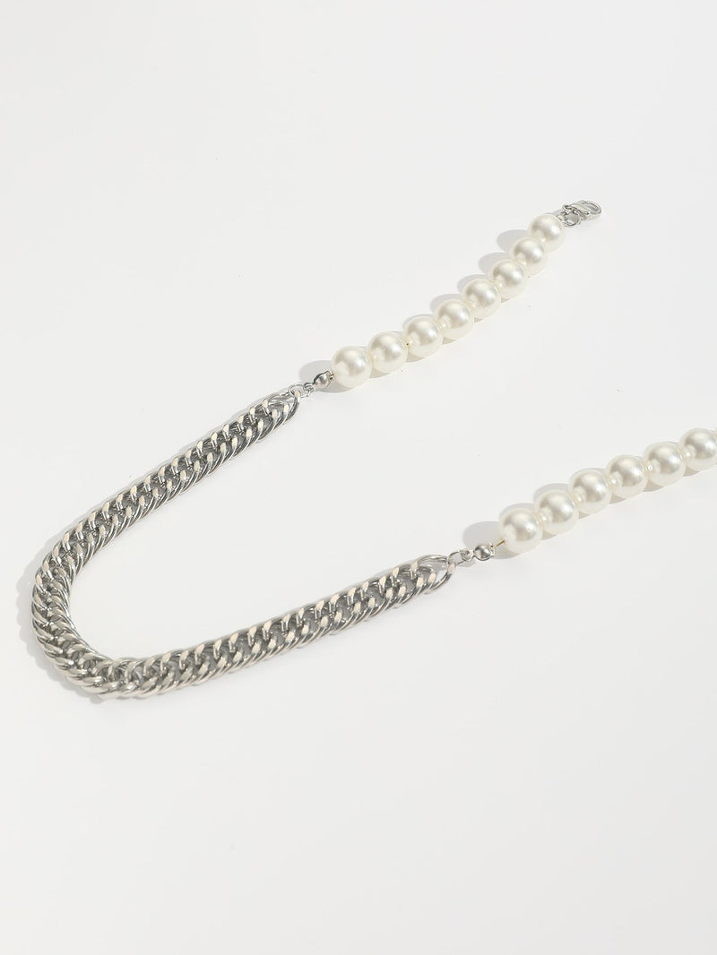 Fashion Pearl Necklace Chunky Cuban Chain