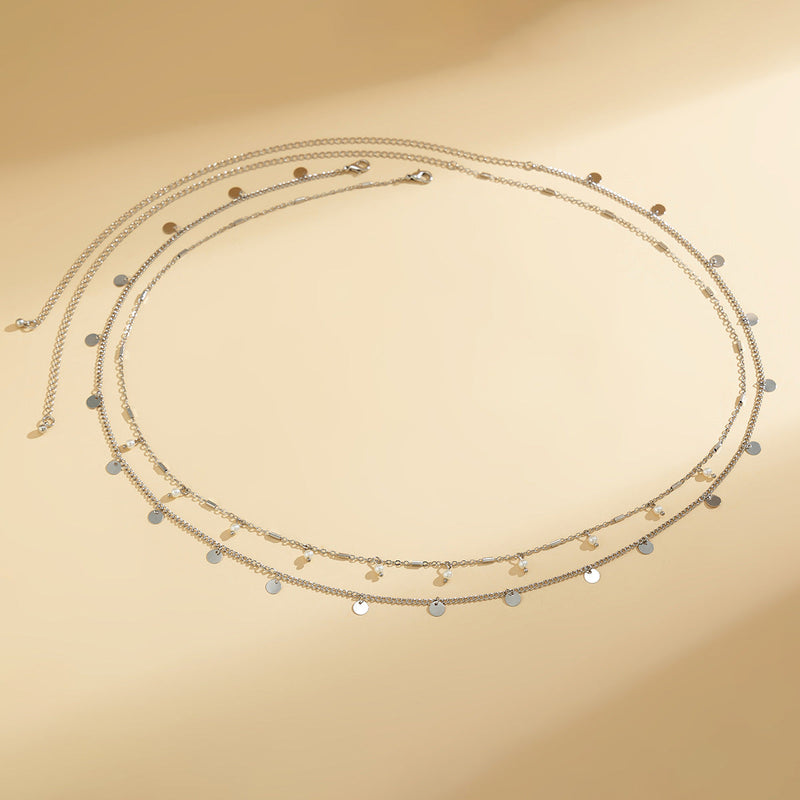 Metallic Sequin Silver Belly Waist Chain