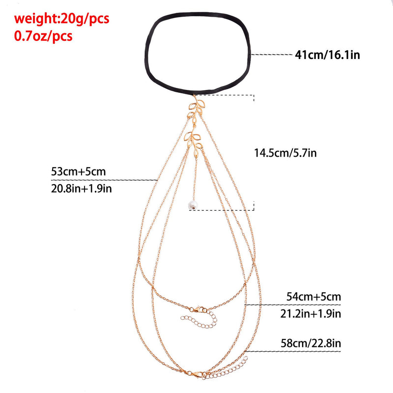 Multi Layer Tassel Pearl Clip Bead Leg Chain