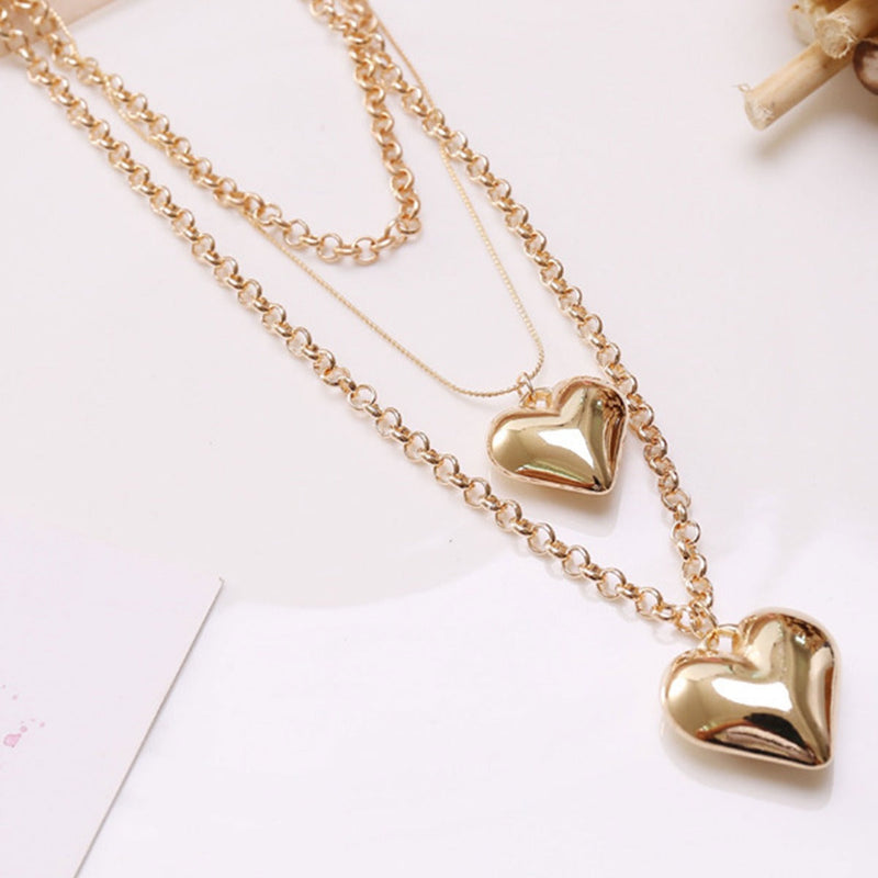 Heart Pendant Jewelry Necklace Multi Layer Necklace