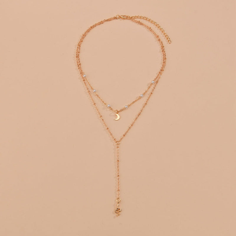 Bohemian Multi-layer Moon Bead Chain Sequins Necklace