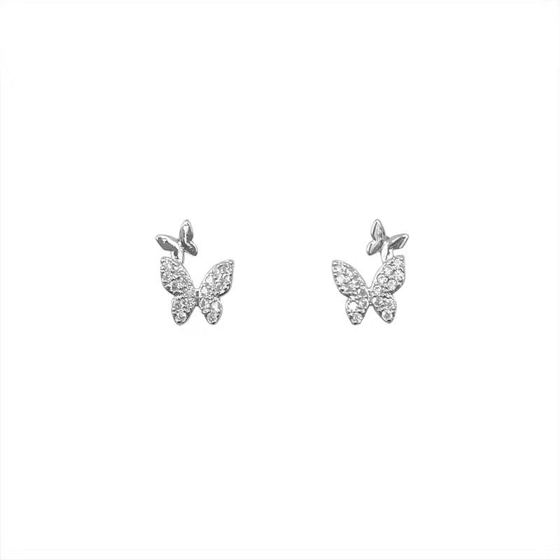 Double butterfly Rhinestone Stud Earring