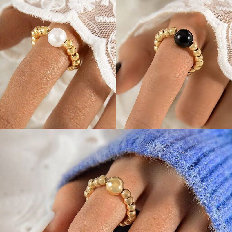 Elastic Pearl Seed Bead Rings