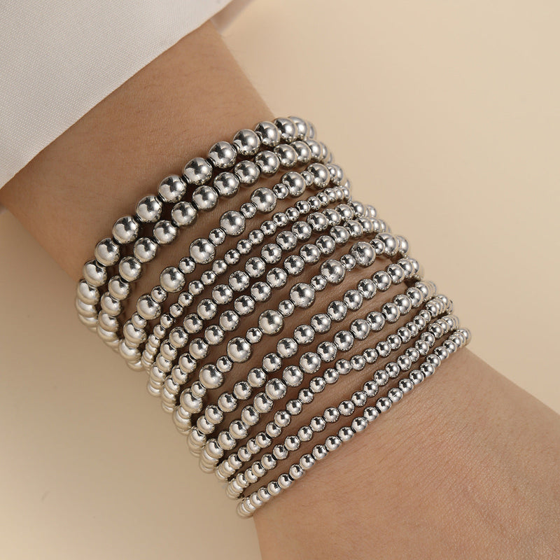 Metallic round beads layer bracelet