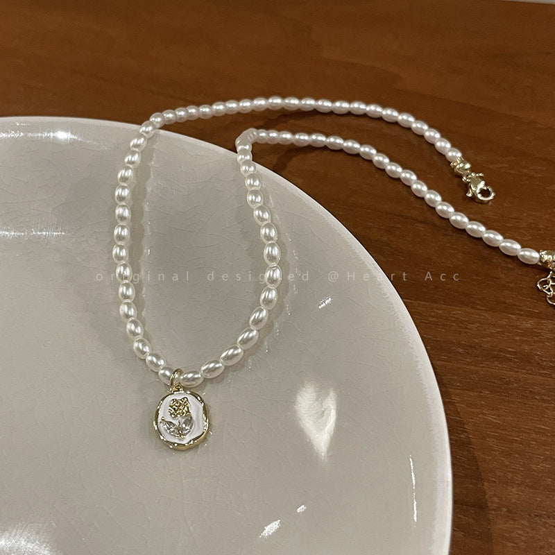French Rose Pearl Necklace