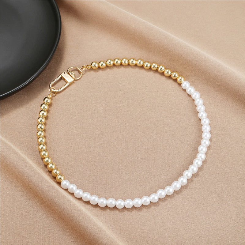 Round Pearl Two Color Beaded Necklace