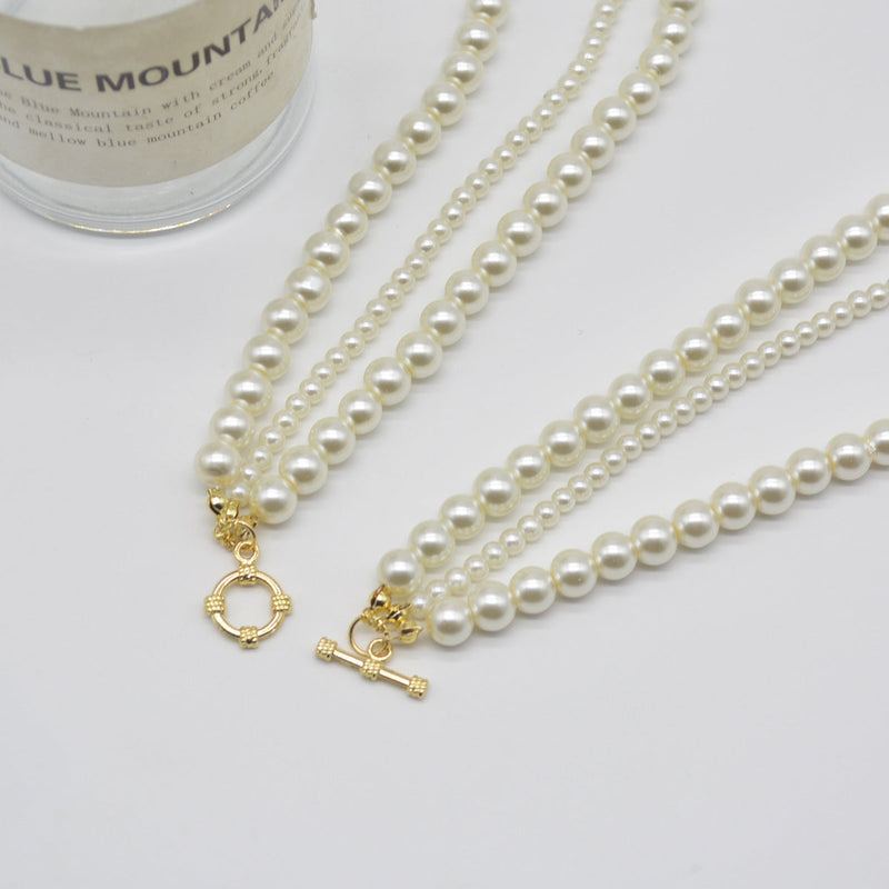 Classic Hematite Beaded Necklace Baroque Pearl Dainty Necklace