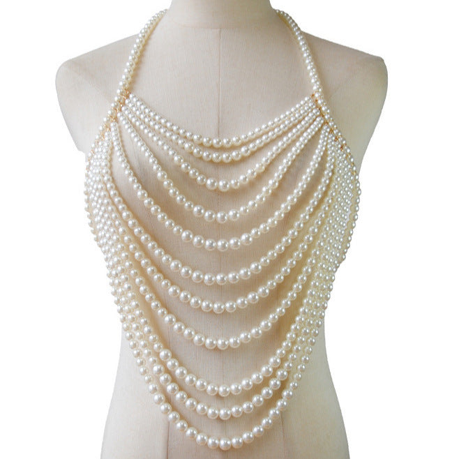 Sexy Breast Body Chain Pearl Bra Bikini Pearl Chain Body Jewelry