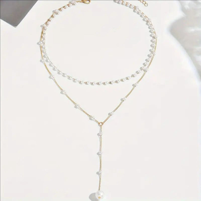 Pearl Tassel Layered Necklace
