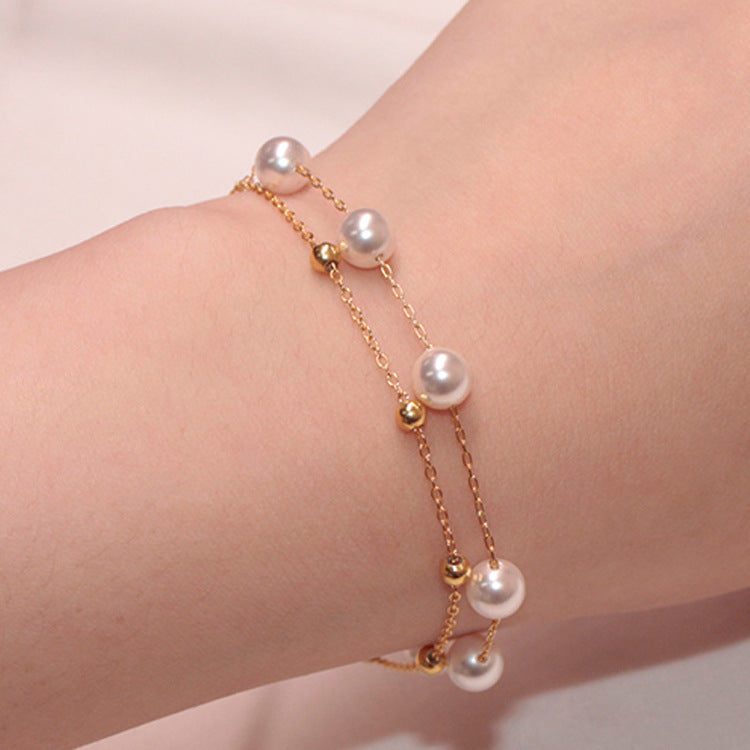 Double Layer Pearl Bead Bracelet