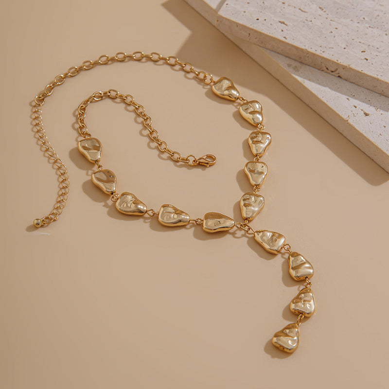 Irregular Ccb Bead Chain Pendant Long Necklace