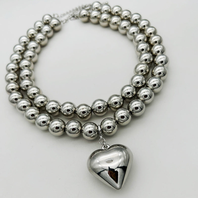 Chunky Heart Shape Exaggerated Big Beads Choker Necklace