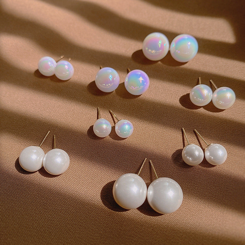 Colorful Mermaid Color Round Pearl Earrings
