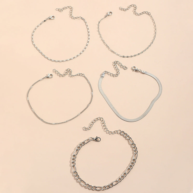 Multi-Layer Beach Chain Snake Bone Round Chain Anklets Jewelry