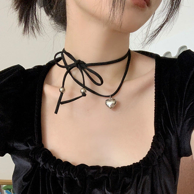 Double Heart Pendant Layered Style Necklace