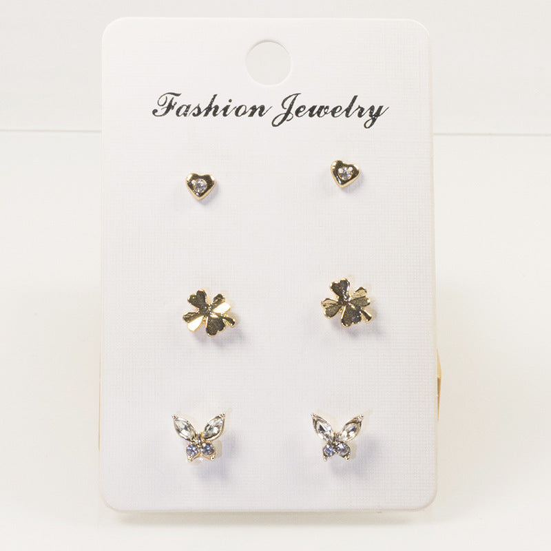 Butterfly stud earrings set