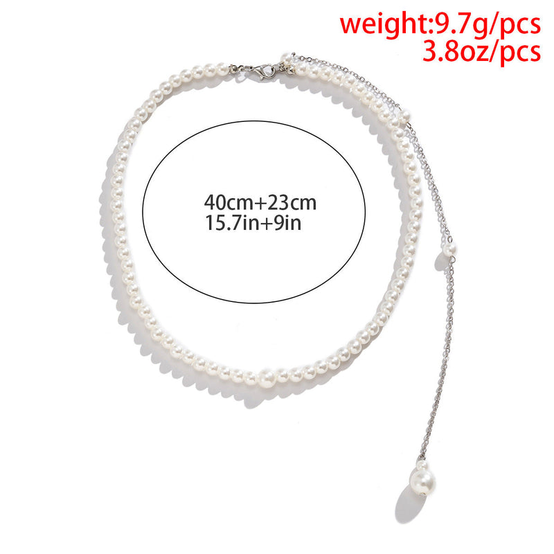 Romance Imitation Pearl Chain Necklace Back Chain for Women