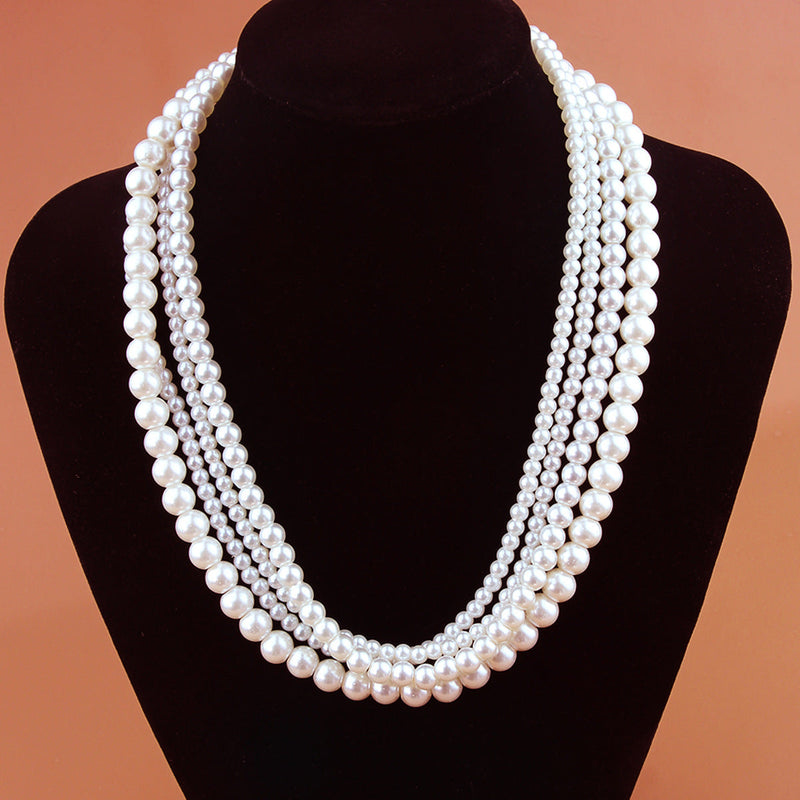 Simulated Pearl Chokers Multi-Layer Pearl Necklace