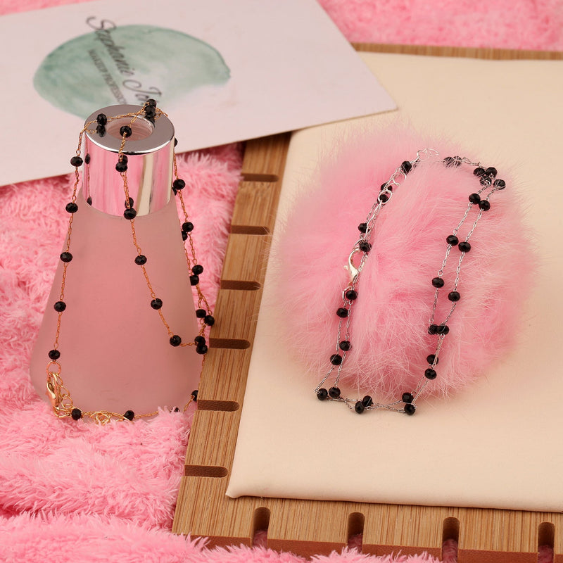 Black Crystal Necklace for Women