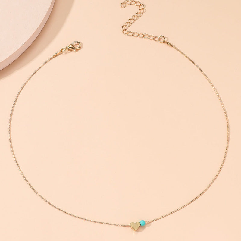 Beaded Heart Choker Necklace