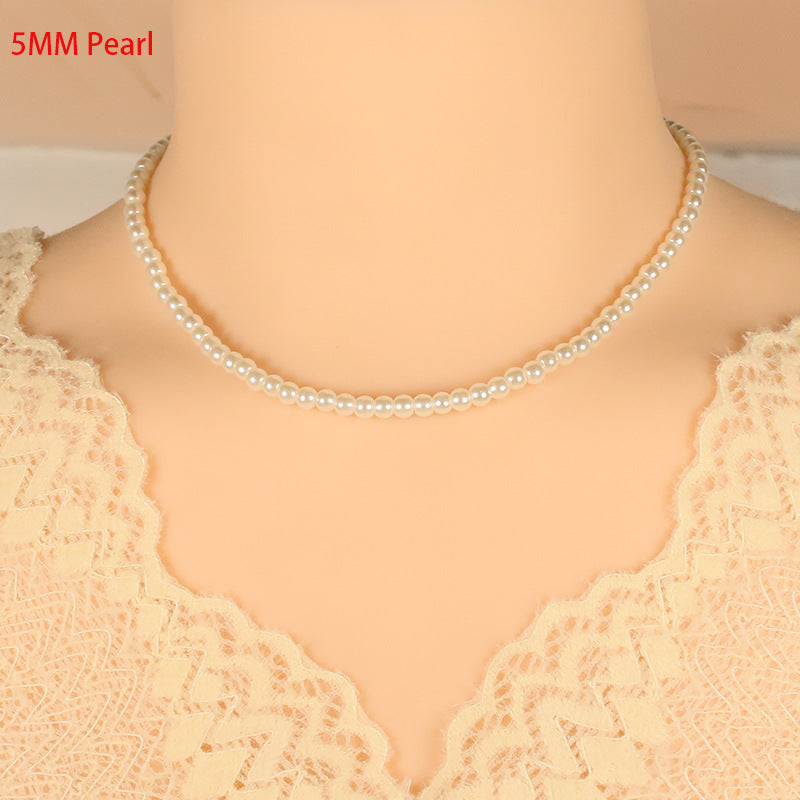 Glass Pearl Necklace Jewelry Summer Choker Jewelry