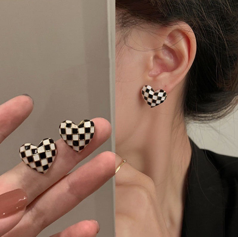 Geometric Love Heart Stud Earrings