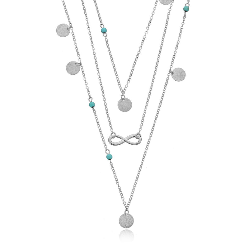 Round Sequin Turquoise Beads Pendant Necklace