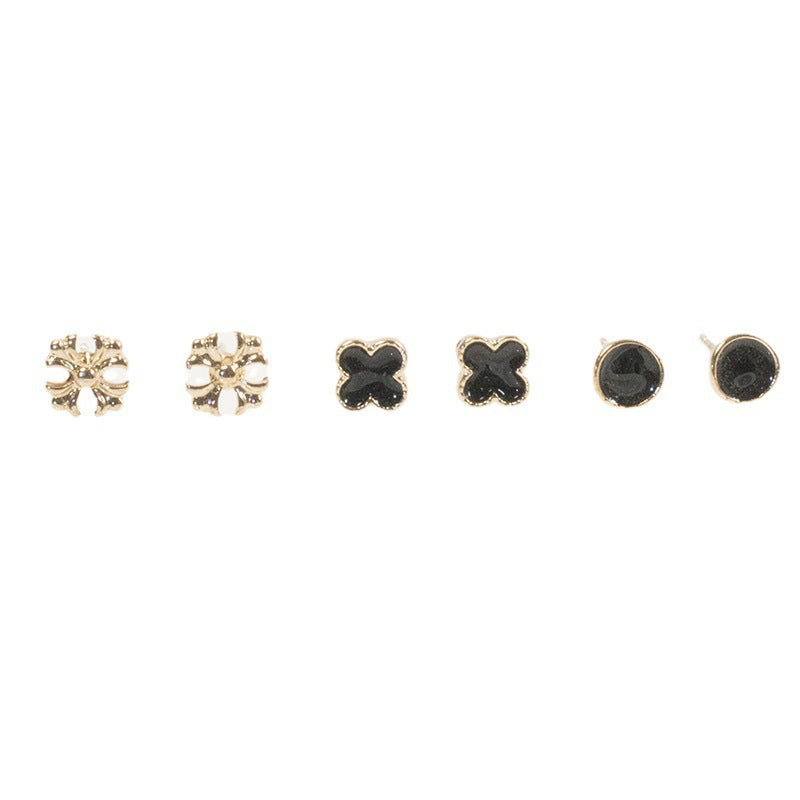Clover flower stud earrings set