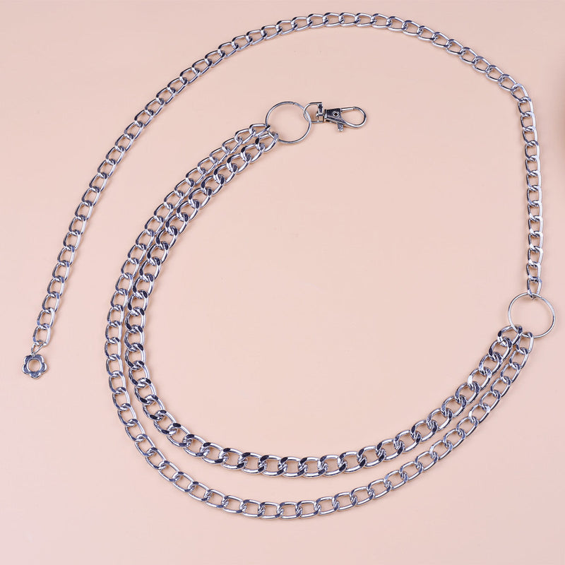 Multilayer Metal Waist Chain Dress Belts Metal Belt for Women