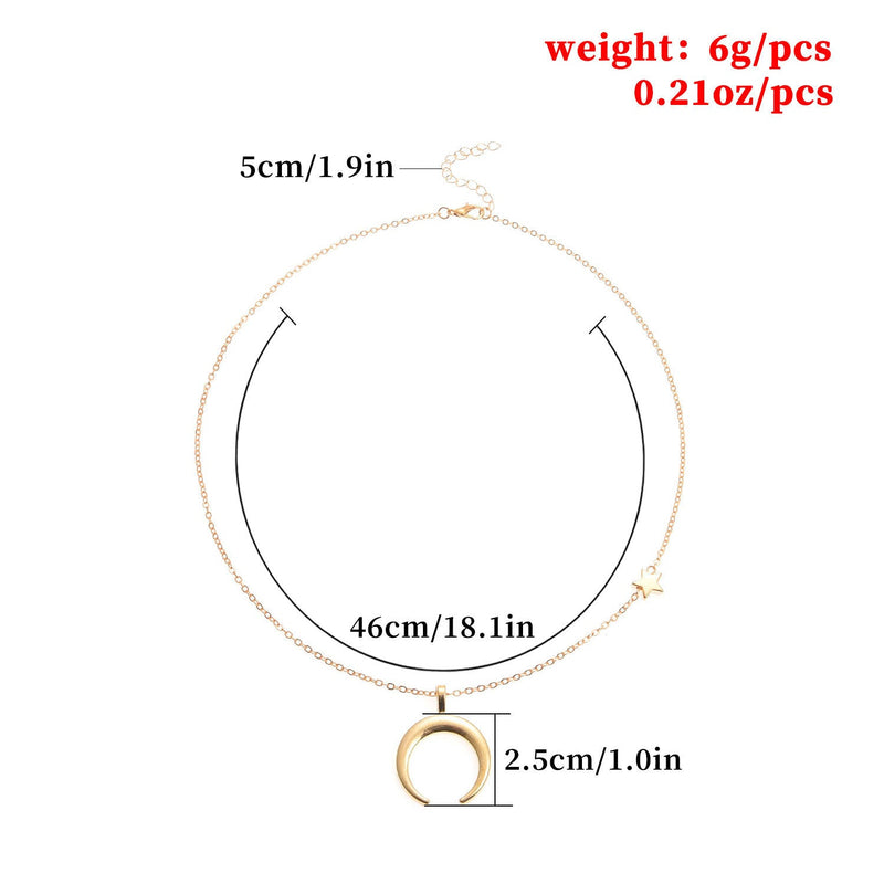 Moon Stars Pendant Accessories Chain Necklace